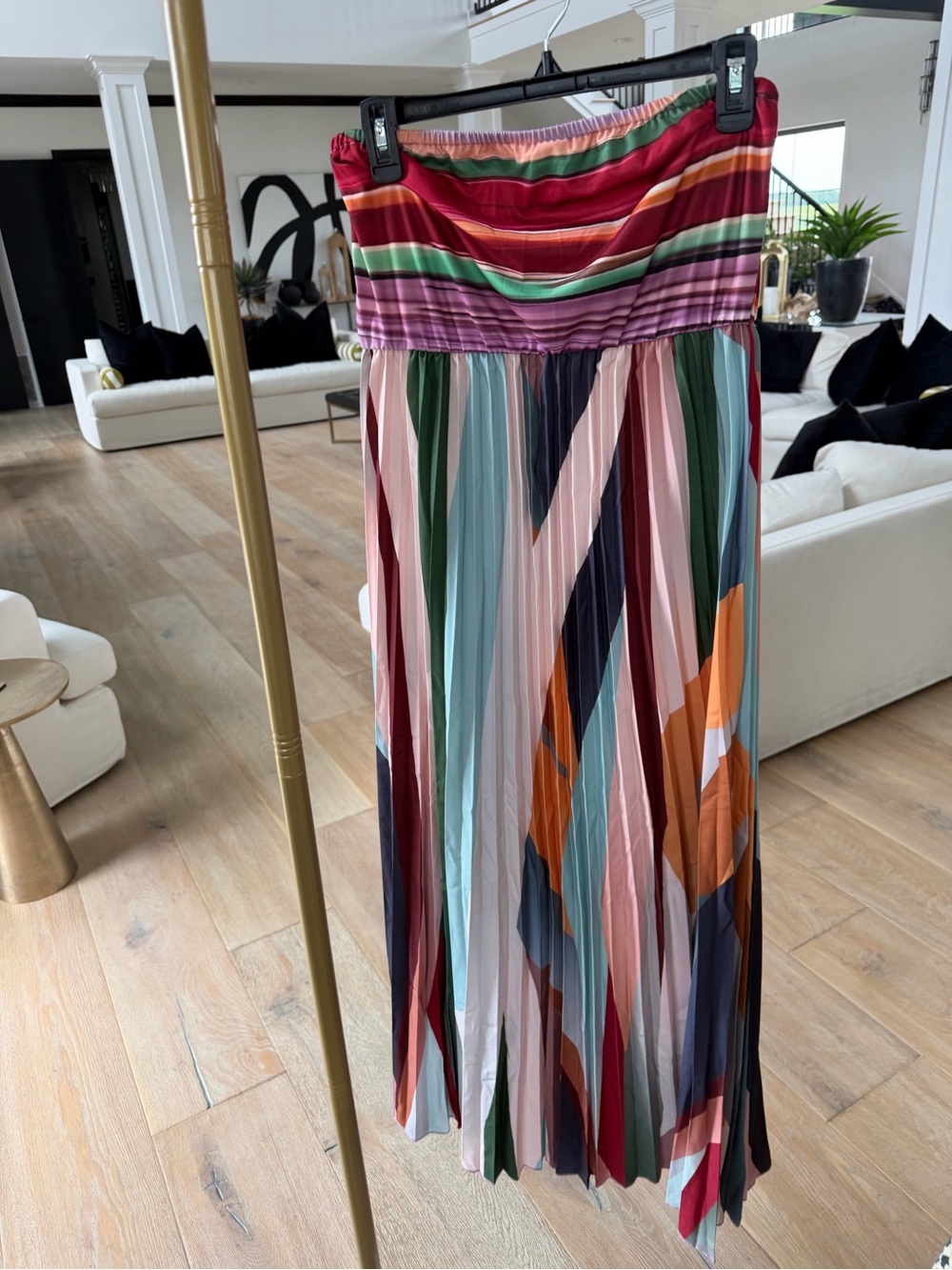 Multicolor Pleated Maxi Dress - Strapless Summer Style